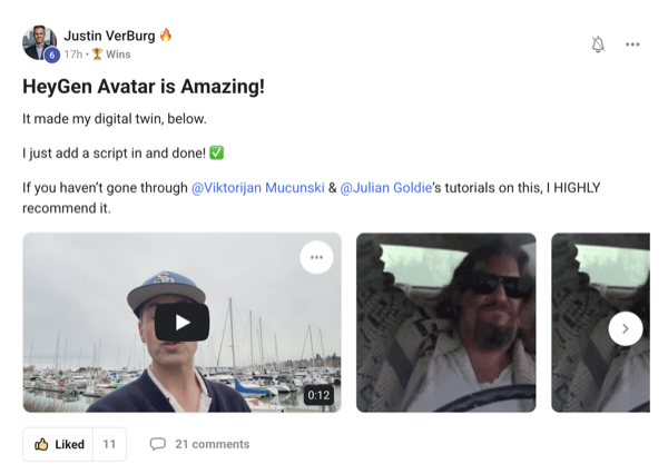 Screenshot of a real review from Justin VerBurg, an AI Profit Boardroom member